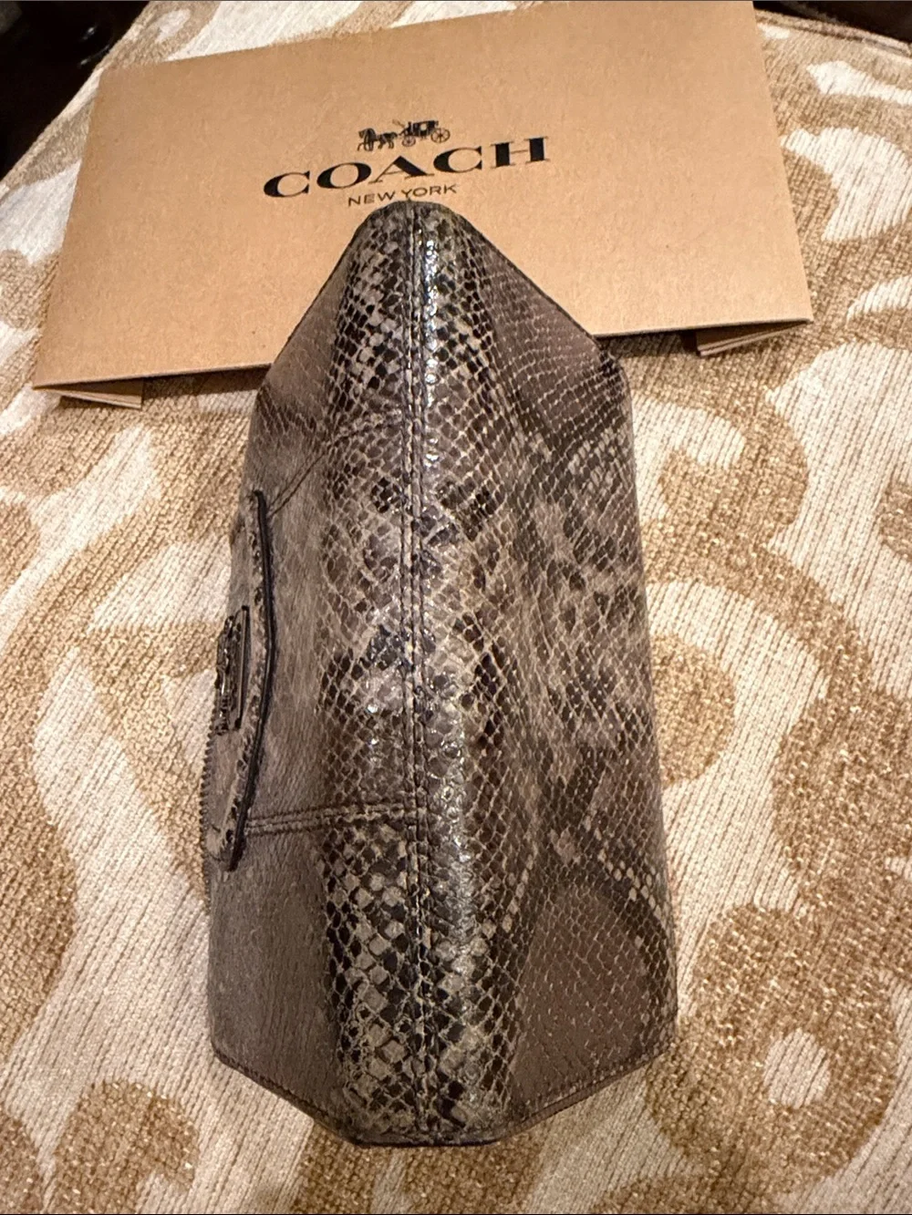 Coach Snake-Print Zip Wallet in Gray and Black Tones - lavender interior 💜